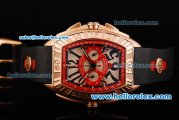 Franck Muller Conquistador F1 Singapore GP Chronograph Quartz Movement Rose Gold Case with Black Arabic Numerals and Rose Gold Bezel