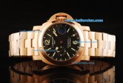 Panerai Luminor GMT Automatic Movement Rose Gold Case with Black Dial and Green Stick Markers - Middle Size
