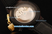 U-Boat Italo Fontana Chronograph Swiss Valjoux 7750 Automatic Movement PVD Case with Gold Bezel and Black Leather Strap