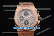 Audemars Piguet Royal Oak Offshore Seiko VK67 Quartz Rose Gold Case/Bracelet with Grey Dial and Arabic Numeral Markers