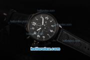 U-BOAT Italo Fontana Chronograph Miyota Quartz Movement PVD Case with Black Dial and White Numeral Marking-Black Leather Strap