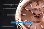 Rolex Datejust Clone Rolex 3135 Automatic Two Tone Case/Bracelet with Rose Gold Dial and Stick Markers (BP)