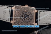 Bell & Ross BR 01 Burning Skull Asia Automatic Rose Gold Case with Skull Dial and Black Leather Strap - 1:1 Original(AAAF)