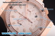 Hublot Big Bang Diamond Bezel Hub4100 Rose Gold Case with White Dial and White Rubber Strap-1:1 Original