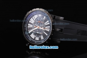 Roger Dubuis Excalibur Chronograph Quartz Movement PVD Case with Black Dial-White Markers and Black Rubber Strap