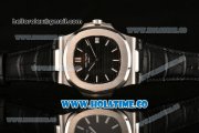 Patek Philippe Nautilus Miyota 9015 Automatic Steel Case with White Stick Markers and Black Dial (BP)