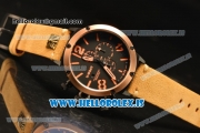 U-Boat Chimera Chronograph OS10 Quartz With Rose Gold Bezel and Black Case Brown Leather Dark Orange Marker