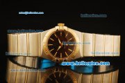 Omega Constellation Swiss Quartz Steel Case with Gold Bezel and Brown Dial-Two Tone Strap