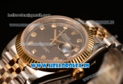 Rolex Datejust 37mm Swiss ETA 2836 Automatic Two Tone with Black Dial and Diamonds Markers