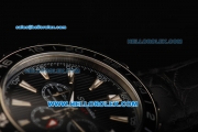 Omega Seamaster GMT Chronograph Quartz Movement Steel Case with Black Dial and Black Bezel