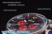 Ferrari Chronograph Miyota Quartz Full Steel with Black Dial and Three Red Subdials