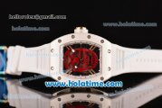 Richard Mille RM 52-01 Miyota 6T51 Automatic Yellow Gold Case with Red Skull Dial and White Rubber Bracelet
