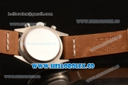 Rolex Explorer Chronograph Miyota OS20 Quartz Steel Case with Black Dial and Brown Leather Strap