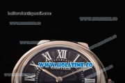 Cartier Ballon Bleu De Small Swiss Quartz Steel Case with Black Dial White Roman Numeral Markers and Black Leather Strap