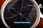 IWC Portuguese Chronograph Swiss Valjoux 7750 Automatic Movement Steel Case with Blue Dial and Leather Strap