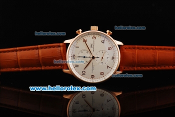 IWC Portuguese Chronograph Quartz Movement Rose Gold Case with White Dial and Rose Gold Arabic Numeral Markers