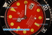 Rolex Submariner Automatic Movement PVD Case with Red Dial - Yellow Markers and Black Nylon Strap