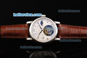 A.Lange&Sohne Glashutte Tourbillon Manual Winding Movement Steel Case with White Dial and Brown Leather Strap