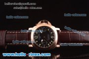 Panerai Luminor GMT Automatic Rose Gold Case with Black Dial and Brown Leather Strap