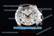 Rolex Daytona Chrono Clone Rolex 4130 Automatic Steel Case with White Dial and Brown Leather Strap (EF)