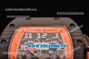 Richard Mille RM 011 Felipe Massa Flyback Chronograph Swiss Valjoux 7750 Automatic Carbon Fiber Case with Skeleton Dial Orange Rubber Strap and Orange Inner Bezel - 1:1 Original