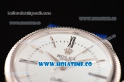 Rolex Cellini Time Asia 2813 Automatic Steel Case with White Dial Blue Leather Strap and Stick/Roman Numeral Markers