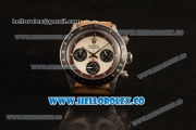 Rolex Daytona Vintage Edition Chrono Miyota OS20 Quartz Steel Case with White Dial and Brown Leather Strap