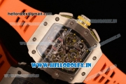 Richard Mille RM11-03 Swiss Valjoux 7750 Automatic Steel Case Skeleton Dial With Arabic Numeral Markers Orange Rubber Strap(KV)