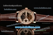 Patek Philippe Grand Complications Chrono Asia HT1035-Tourbillon Automatic Rose Gold Case with Black Leather Bracelet and Skeleton Dial