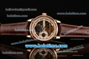 Patek Philippe Grand Complications Chrono Asia HT1035-Tourbillon Automatic Rose Gold Case with Black Leather Bracelet and Skeleton Dial