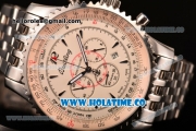 Breitling Montbrillant Chronograph Quartz Movement Silver Case with Beige Dial and Silver Stick Marker-SSband