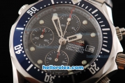 Omega Seamaster Professional Swiss Valjoux 7750 Movement Blue Dial with Blue Bezel and SS Strap