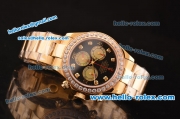 Rolex Daytona Swiss Valjoux 7750-SHG Automatic Gold Case/Strap with Diamond Bezel - Black Dial