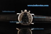 Patek Philippe Grand Complications Swiss Valjoux 7750 Manual Winding Movement Steel Case with Black Dial and Black Leather Strap