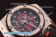 Hublot Big Bang Red Devil Chronograph Quartz Steel Case with Skeleton Dial and Black Rubber Strap-7750 Coating