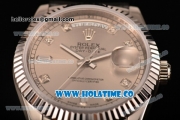 Rolex Day-Date Asia 2813/Swiss ETA 2836/Clone Rolex 3135 Automatic Steel Case with Grey Dial and Diamonds Markers (BP)
