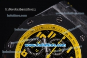 Audemars Piguet Royal Oak Offshore Carbon BumbleBee Chrono Swiss Valjoux 7750 Automatic Carbon Fiber Case with Yellow Arabic Numeral Markers and Black Dial