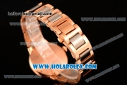 Cartier Rotonde De Miyota Quartz Rose Gold Case/Bracelet with Brown Dial and Diamonds Bezel