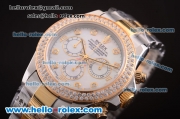 Rolex Daytona Chronograph Swiss Valjoux 7750 Automatic Movement Two Tone with Diamond Bezel and MOP Dial