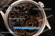 Zenith Chronomaster El Primero Tourbillon Manual Winding Steel Case with Skeleton Dial and Black Leather Strap