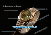 Rolex Datejust 37mm Swiss ETA 2836 Automatic Two Tone with Green Dial and Roman Diamonds Markers