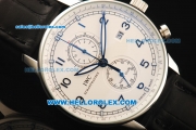 IWC Portuguese Yacht Club Chronograph Miyota Quartz Movement Steel Case with White Dial and Black Leather Strap