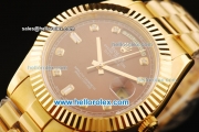 Rolex Day-Date II Automatic Movement Full Gold with Brown Dial and Diamond Markers