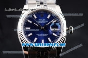 Rolex Datejust Clone Rolex 3135 Automatic Stainless Steel Case/Bracelet with Dark Blue Dial and Stick Markers (BP)