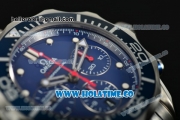 Omega Seamaster Diver 300M Co-Axial Chrono Swiss Valjoux 7753 Automatic Steel Case with Blue Dial White Markers and Blue Inner Bezel - 1:1 Original