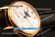 Breguet Classique Moonphase 9015 Auto Yellow Gold Case with White Dial and Black Leather Strap