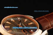 Omega Seamaster Aqua Terra Annual Calendar Automatic Movement Steel Case with Rose Gold Bezel and Brown Leather Strap