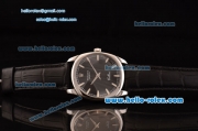 Rolex Cellini Danaos Swiss Quartz Stainless Steel Case with Black Leather Strap Black Dial Stick Markers