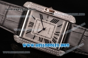 Cartier Tank Anglaise Miyota 9015 Automatic Steel Case with Diamonds Markers and Silver Dial - Diamonds Bezel