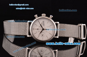 IWC Portofino Chronograph Swiss Valjoux 7750 Automatic Steel Case with White Dial and Stainless Steel Strap 1:1 Original